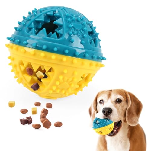 MXGRAPHIC Kauspielzeug for Hunde, Zähneknirschen, Soundball-Spielzeug, auslaufende Futterbälle, Anti-Biss, interaktives Training, Reinigungsspielzeug for Zähne(Yellow and Blue) von MXGRAPHIC