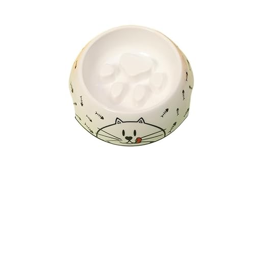 MXGRAPHIC Näpfe for langsames Fressen, umkippsicher, erstickungssicher, rutschfest, spezieller Napf for Hunde wie Bichon Frise, Corgi, Teddy und Französische Bulldogge(White cat,L) von MXGRAPHIC