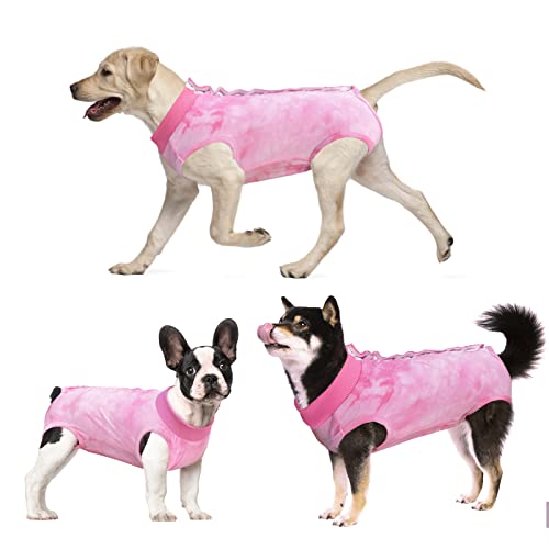 Hunde-Chirurgie Recovery Suit, Tie Dye Haustier chirurgischer Anzug für Hündinnen, Kegel E-Halsband Alternativen Bauchwunden Protektor, mittelgroße und große Hunde, groß von MXICNC