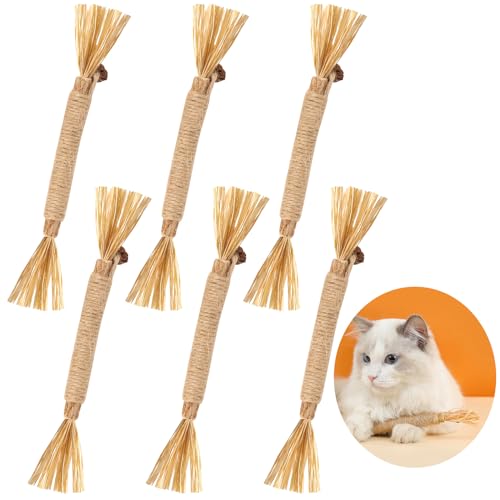 MXTIMWAN Katzen Spielzeug, 6 Stück Knabberstangen Katze, Matatabi Stick Katzensticks Set, Katzenminze Sticks Zum Schleifen von Zähnen, Katzen Zahnpflege Spielzeug für Katze Zu Spielen,Beißen,Kauen von MXTIMWAN