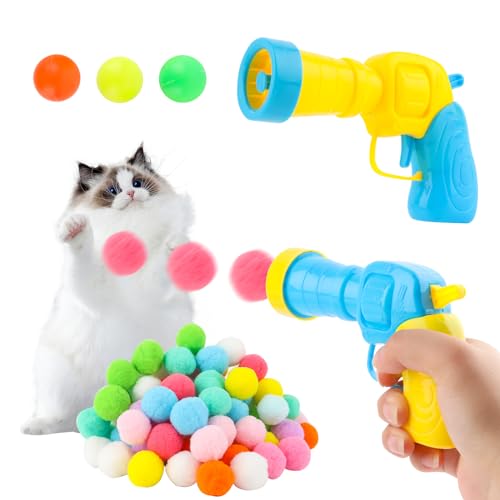 MXTIMWAN Katzenspielzeug Katzen Pompom Ball, 103 Stück Katzenspielzeug Bälle mit Katzenspielzeug-Werfer, Interaktives Katzenspielzeug Ball, Katzenfilzbälle Spielzeug für Indoor Haustier Katzen Hunde MXTIMWAN Katzenspielzeug Katzen Pompom Ball, 103 Stück Katzenspielzeug Bälle mit Katzenspielzeug-Werfer, Interaktives Katzenspielzeug Ball, Katzenfilzbälle Spielzeug für Indoor Haustier Katzen Hunde von MXTIMWAN
