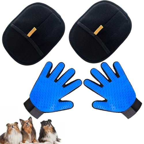MXYZQDE 4 Stück Set Haustier Enthaarung Handschuhe, Pelz Pflege Handschuhe Katze und Hund Pelz Handschuhe Katze und Wasch Handschuhe Hund, ideal für Pflege und Massage, 11,99 x 6,2 cm von MXYZQDE
