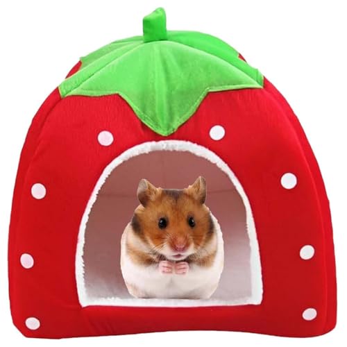 MXYZQDE Meerschweinchen Bett, Kuscheliges Erdbeer Haus für Meerschweinchen Zubehoer, Kuschelhöhle Meerschweinchen Geeignet für Winter Warm und Sauber Sind Haustierliebhaber von MXYZQDE