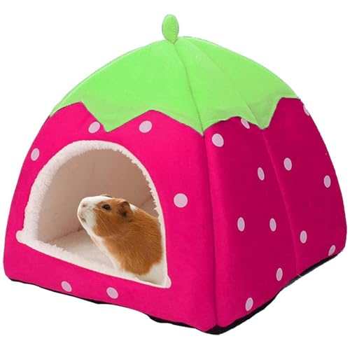 MXYZQDE Meerschweinchen Bett, Kuscheliges Winterhaus für Meerschweinchen Zubehoer, Pinke Erdbeerhöhle Mit Weichem Polster Meerschweinchen Zubehör, Ideal Als Hasenbett Und Ratten Zubehör MXYZQDE Meerschweinchen Bett, Kuscheliges Winterhaus für Meerschweinchen Zubehoer, Pinke Erdbeerhöhle Mit Weichem Polster Meerschweinchen Zubehör, Ideal Als Hasenbett Und Ratten Zubehör von MXYZQDE