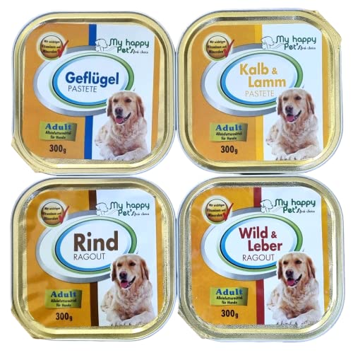 Birsppy 54 x 300g Hundefutter Pastete und Ragout Verschiedene Sorten von MY HAPPY PETS
