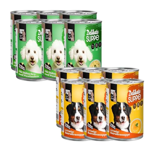 Happy for Dogs Probierpaket 6 x Suppe mit Huhn und Reis 6 x Karottensuppe je 400g Happy for Dogs Probierpaket 6 x Suppe mit Huhn und Reis 6 x Karottensuppe je 400g von MY HAPPY PETS