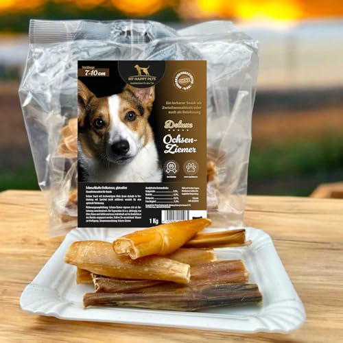 MY HAPPY PETS Kausnack für Hunde Deluxe Ochsenziemer 1 kg Länge (7-10cm) von MY HAPPY PETS