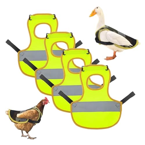Huhn Weste,4 Stück Wasserdicht Hühnersattel Warnweste,Einstellbar Henne Kleidung Geflügel Schürze Sattel für Haustiere-Schutzfeder Pet Reflective Vest für Enten Hühner Gänse Geflügel (Gelb) von MYAYD