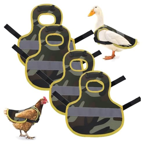 Huhn Weste,4 Stück Wasserdicht Hühnersattel Warnweste,Einstellbar Henne Kleidung Geflügel Schürze Sattel für Haustiere-Schutzfeder Pet Reflective Vest für Enten Hühner Gänse Geflügel (Tarnung) Huhn Weste,4 Stück Wasserdicht Hühnersattel Warnweste,Einstellbar Henne Kleidung Geflügel Schürze Sattel für Haustiere-Schutzfeder Pet Reflective Vest für Enten Hühner Gänse Geflügel (Tarnung) von MYAYD