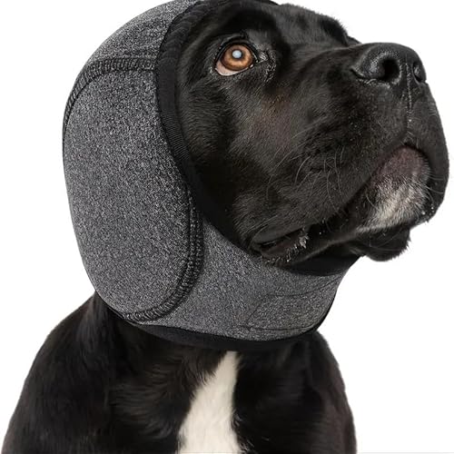 Hundebad-Ohrenschützer – wasserdichte Schwimm-Ohrenschutzhaube mit Geräuschreduzierung, Ohrenschutz & Angstlinderung ，Atmungsaktiver & Verstellbarer 1 Stuck (Grau, L) von MYAYD