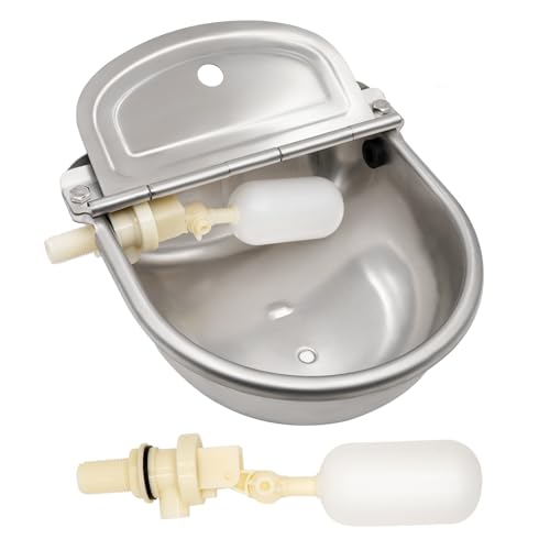 MUYIRTED Automatic Tränkebecken Aus Edelstahl, Pferdetränke Mit 2 Schwimmerventil 1/2 Zoll, Wassertränke Für Hunde, Rinder, Schafe, Hühner Tränke von MUYIRTED