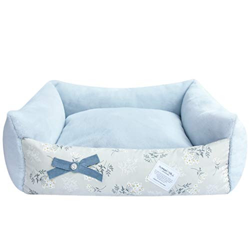 Haustier Hund Bett Wärme Hundehaus Weiche Fleece Nest Hundekörbe Matte Für kleine große Pet Welpen Kennel wasserdichte Warme Hunde Matte Bett (Color : Blue, Größe : 65cm) von MYBA