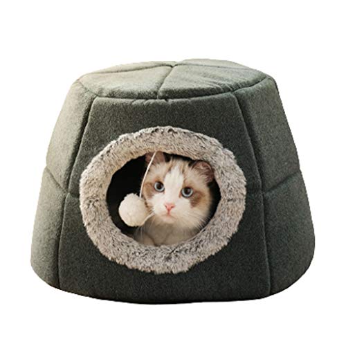 MYBA Katzenbett, Katzenhaus und Katzenwohnung für den Innenbereich - Qualitätswaschbares Haustierbett, das als Katzenhöhle oder Popup-Katzenzelt konfiguriert Werden kann (Color : Green) von MYBA