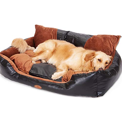 MYBA PU-Hundebetten große waschbar mit Reißverschluss-Abdeckung, mittel- und großen Hunden Haustierbett, rutschfeste Untertöne Nest Couch Kissen (Größe : 90cm) von MYBA