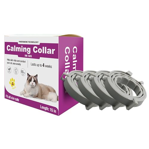 4Pcs Beruhigendes Halsband für Katzen, beruhigende Halsbänder Calming Collar Cat lindert Trennungsangst und Stress bei Katzen, Katzen-Anti-Stress-Halsband verstellbares wasserdichtes Katzenhalsband von MYBOO