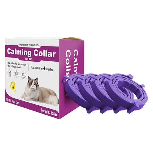 4Pcs Beruhigendes Halsband für Katzen, beruhigende Halsbänder Calming Collar Cat lindert Trennungsangst und Stress bei Katzen, Katzen-Anti-Stress-Halsband verstellbares wasserdichtes Katzenhalsband von MYBOO