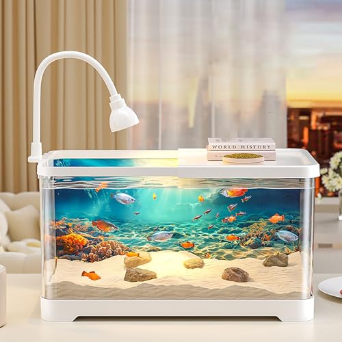 Acryl-Aquarium, Aquarium Komplett Mit LED-Beleuchtung Und Innenfilter Für Fische Und Wasserpflanzen(White,Medium) von MYBSXKEOZ