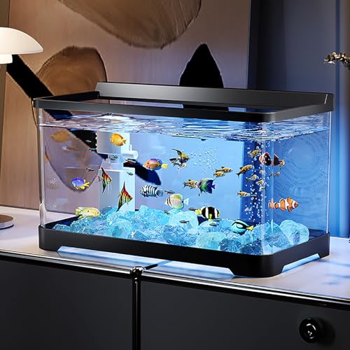 Aquarium Komplettset Mit LED-Beleuchtung Und Pumpe, Aquarium Becken Stoßfest Für Haus BüRo Tischdekoration(Medium) von MYBSXKEOZ