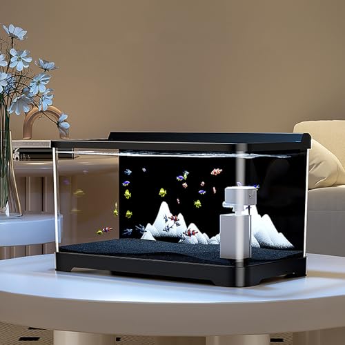 Fischtank Aquarium Mit LED-Leuchten & Filtersystem,Klare Goldfisch-Schüssel,Rechteckiges Betta-Aquarium Für Heim Bürodekoration(Medium) von MYBSXKEOZ