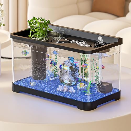 Komplettes Aquarium Beleuchtung,Fischtank Aquarium Mit Pumpe, Deckel TropischeAquarien Starter Set Für Büro, Wohnen(Medium) von MYBSXKEOZ