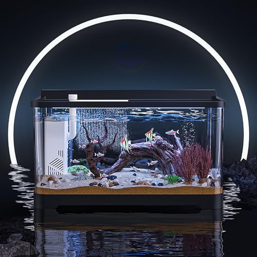 Kunststoff-Fischs, Landschaftsbau Aquarium Starter-Set, Kleines Aquarium Für Betta Fisch Goldfisch Pflanze(Medium) von MYBSXKEOZ