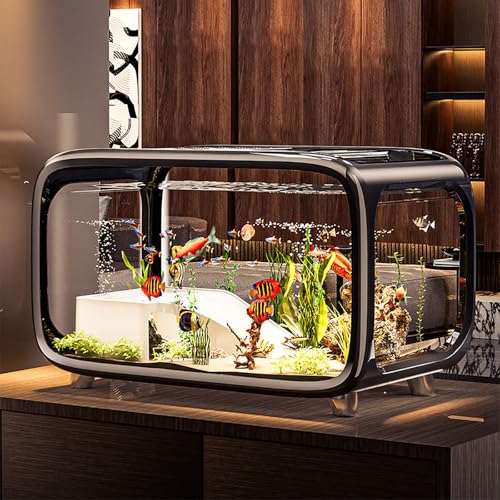 Schildkrötenbecken, Acryl-Aquarium, Aquarium Komplett,Aquarium Kunststoff Für Aquaristik,kleines Aquarium Leicht Zu Reinigen Und Wasser Zu Wechseln(Black) von MYBSXKEOZ
