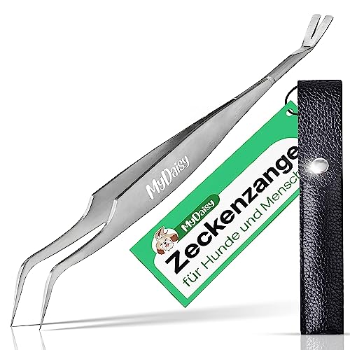 MYDAISY 2Stk - 2 In 1 Zeckenzange Metall mit Etui, Zeckenzange Edelstahl, Hund, Katze, Pferd - Zeckenzange für Hunde - Zeckenzange Katze - Zeckenpinzette von MYDAISY