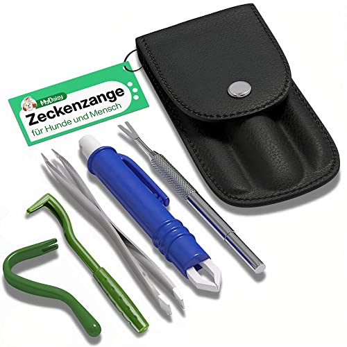 MYDAISY 3X Zeckenzange 5er Set mit Etui - Zeckenschutz für Haustiere & Kinder - Zeckenzange für Hunde - Zeckenhaken - Zeckenzange Katze MYDAISY 3X Zeckenzange 5er Set mit Etui - Zeckenschutz für Haustiere & Kinder - Zeckenzange für Hunde - Zeckenhaken - Zeckenzange Katze von MYDAISY