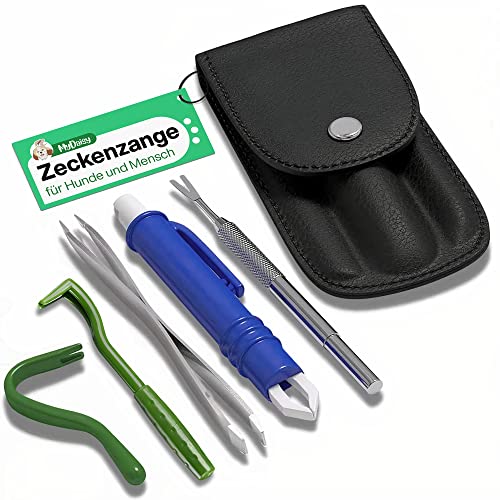 MYDAISY 2xSet Zeckenzange 5er Set mit Etui - Zeckenzange Mensch - Zeckenschutz für Menschen Haustiere & Kinder - Zeckenzange für Hunde - Zeckenhaken - Zeckenzange Katze von MYDAISY