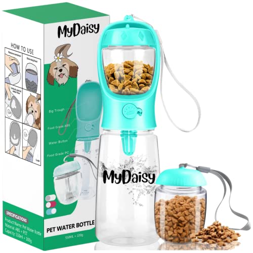MYDAISY Spülmaschinenfest Trinkflasche Hunde für Unterwegs 550ml mit 100g Futterbehälter - Auslaufsichere Hunde Trinkflasche Geeignet für Hunde und Welpen - Hundezubehör to Go MYDAISY Spülmaschinenfest Trinkflasche Hunde für Unterwegs 550ml mit 100g Futterbehälter - Auslaufsichere Hunde Trinkflasche Geeignet für Hunde und Welpen - Hundezubehör to Go von MYDAISY