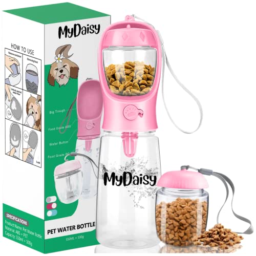 MYDAISY Spülmaschinenfest Trinkflasche Hunde für Unterwegs 550ml mit 100g Futterbehälter - Auslaufsichere Hunde Trinkflasche Geeignet für Hunde und Welpen - Hundezubehör to Go MYDAISY Spülmaschinenfest Trinkflasche Hunde für Unterwegs 550ml mit 100g Futterbehälter - Auslaufsichere Hunde Trinkflasche Geeignet für Hunde und Welpen - Hundezubehör to Go von MYDAISY