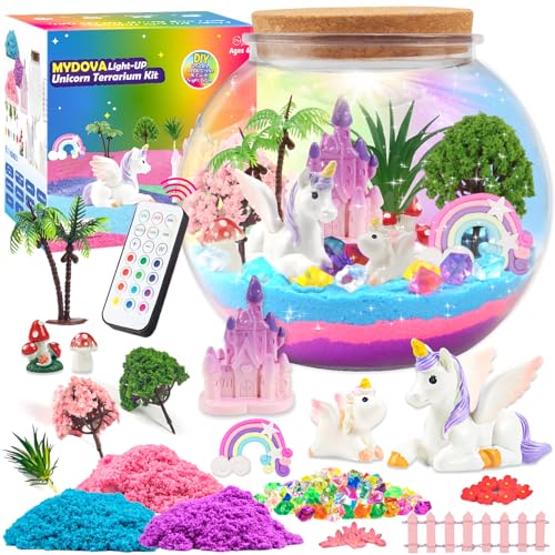 MYDOVA Einhorn Geschenke für Mädchen, DIY Einhorn Terrarium Bastelset mit Timing Fernbedienung und farbigen Lichtern, Nachtlicht Selber Basteln Kinder, Feengarten Bastelset, Kinder Geschenk Mädchen MYDOVA Einhorn Geschenke für Mädchen, DIY Einhorn Terrarium Bastelset mit Timing Fernbedienung und farbigen Lichtern, Nachtlicht Selber Basteln Kinder, Feengarten Bastelset, Kinder Geschenk Mädchen von MYDOVA