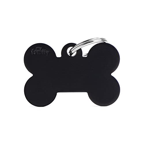 MYFAMILY Plakette Großer Knochen Alluminium Schwarz Platte Hund Brauch Katze von MYFAMILY