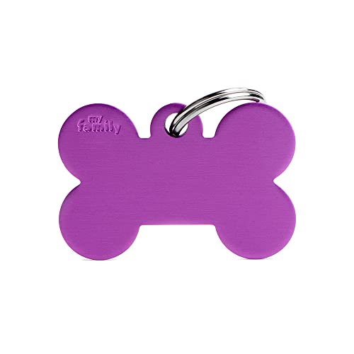 MYFAMILY Plakette Großer Knochen Alluminium Violet Platte Hund Brauch Katze von MYFAMILY