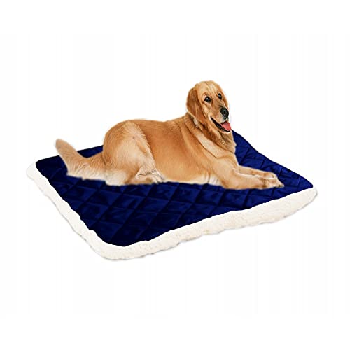 MYHJL Schaf-Fleece-Haustierbett für große Hunde, warm, dick, weich, für Welpen, Katzen, Sofakissen, für große Hunde, Schlafbett, Hundehütte (100 x 80 cm, Dunkelblau) von MYHJL