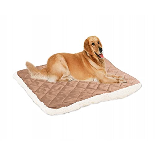 MYHJL Schaf-Fleece-Haustierbett für große Hunde, warm, dick, weich, für Welpen, Katzen, Sofakissen, für große Hunde, Schlafbett, Hundehütte (100 x 80 cm, hellkaffeebraun) von MYHJL