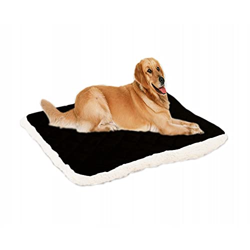 MYHJL Schaf-Fleece-Haustierbett für große Hunde, warm, dick, weich, für Welpen, Katzen, Sofakissen, für große Hunde, Schlafbett, Hundehütte (100 x 80 cm, schwarz) von MYHJL