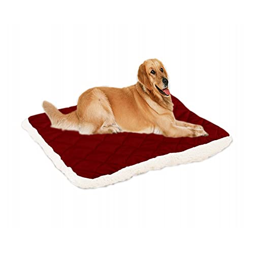 MYHJL Schaf-Fleece-Haustierbett für große Hunde, warm, dick, weich, für Welpen, Katzen, Sofakissen, für große Hunde, Schlafbett, Hundehütte (39 x 32 cm, dunkelrot) von MYHJL