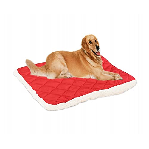 MYHJL Schaf-Fleece-Haustierbett für große Hunde, warm, dick, weich, für Welpen, Katzen, Sofakissen, für große Hunde, Schlafbett, Hundehütte (39 x 32 cm, rot) von MYHJL