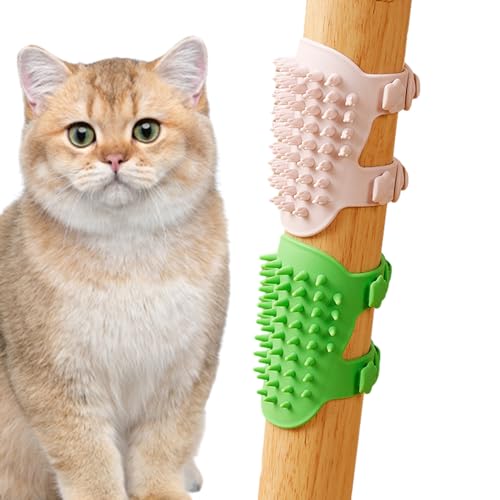 Corner Groomer for Indoor Cats - Wall Corner Scratcher Groomers,Pet Self Groomer, Cat Wall Scratcher, Wall Brush for Cats, Universal Silicone with Adjustable Straps for Indoor Cats, Puppy von MYJIO
