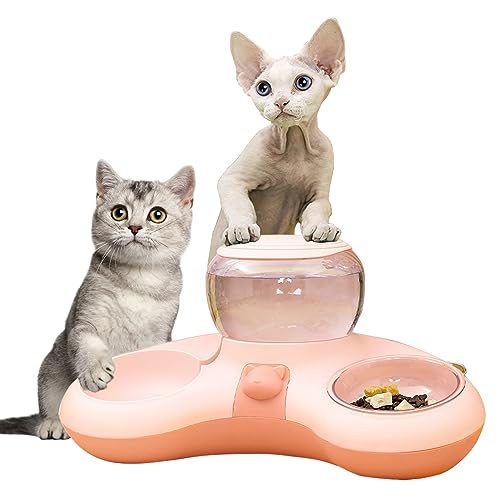 Doppelte Hunde- und Katzennäpfe - Hundenäpfe-Set mit automatischem Wasserspender | Abnehmbare, rutschfeste Tierfutter- und Wassernäpfe, Doppel-Futternäpfe für Katzen von MYJIO
