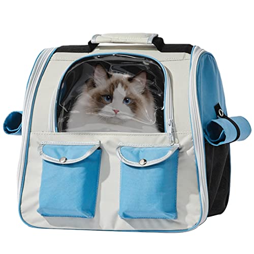Haustier-Rucksack, atmungsaktiv, freihändig, tragbar, mehrere Taschen, robust, für kleine und mittelgroße Hunde, Katzen, Haustiere, Wandern, Camping von MYJIO