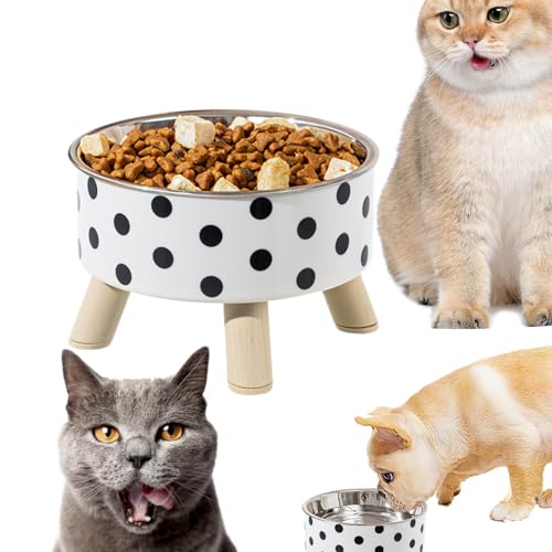 Hochhaus-Katzennapf - Futternapf für Kätzchen aus Edelstahl, der die Wirbelsäule schützt - Robuster Katzennapf, rutschfestes Haustierzubehör für Hauskatzen, trockenes Nassfutter, Kätzchen von MYJIO