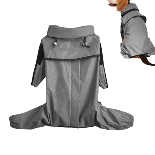 Hunde-Regenmantel | Reflektierender Streifen-Kapuzenponcho – verstellbare, leichte Regenjacke Poncho Hoodies für mittelgroße bis 3XL Hunde von MYJIO