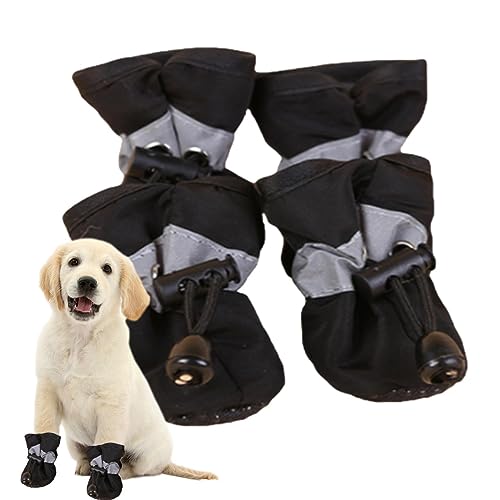 Hundeschuhe für kleine Hunde | 4 Stück rutschfeste Haustierschuhe,Hundestiefel und Pfotenschutz, wasserdichter Hundepfotenschutz mit verstellbarem Kordelzug, Hundeschuhe für heißes Pflaster Moslate von MYJIO