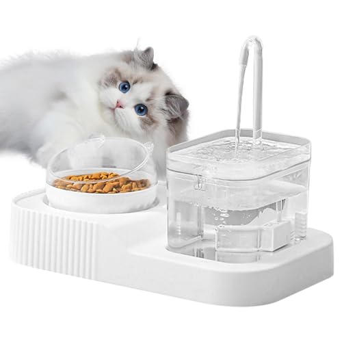 Katzenfutterspender Pet Bowls Set - 2 in 1 Katze Wasserbrunnen und Futternapf | Große Kapazität Automatische Fütterung Katzennapf für Futter und Wasser von MYJIO