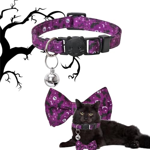 Katzenhalsband für Halloween – Gruselige Kürbisspinne Fliege Halsbänder für Haustiere – Hundebekleidung Zubehör für Fotografie, Hochzeit, Zuhause, Spazierengehen, Reisen von MYJIO