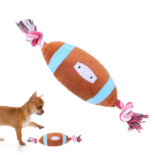 MYJIO Plüsch quietschendes Hundespielzeug - Rugby-Katzen-Plüsch-Beißspielzeug mit Quietschern - Kauspielzeug für Hunde, Plüsch, quietschend, für Katzen, Hunde, zum Zahnen, kleine bis große von MYJIO