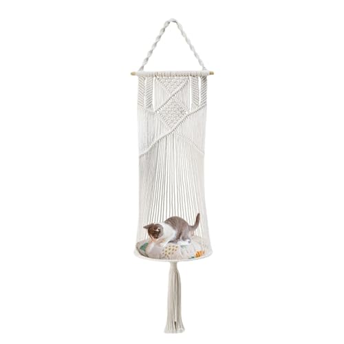 Makramee Katzenhängematte,Haustier-Ruhesitz, Wandhängematte, Katzenschaukelbett - Hängematten-Katzenschaukelbett, weich und multifunktional zum Schlafen, Ausruhen und Spielen Makramee Katzenhängematte,Haustier-Ruhesitz, Wandhängematte, Katzenschaukelbett - Hängematten-Katzenschaukelbett, weich und multifunktional zum Schlafen, Ausruhen und Spielen von MYJIO