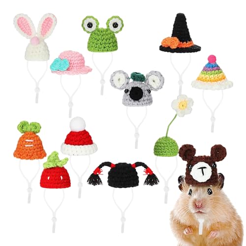 Mini-Meerschweinchen-Hut, niedliche kleine Hüte mit verstellbarem Riemen, Mini-Partyhüte für Hamster, buntes Kostümzubehör, Meerschweinchen-Kostüme für Igel, Chinchilla von MYJIO